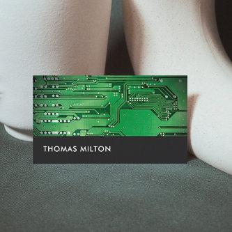 Simple Grey Green Circuit Board Computer Repair