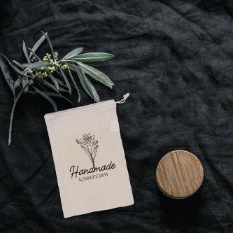 Simple Handmade Wildflower, Custom  Rubber Stamp