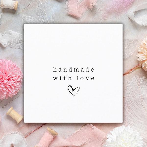 Simple Handmade with Love Heart | Black and White Square