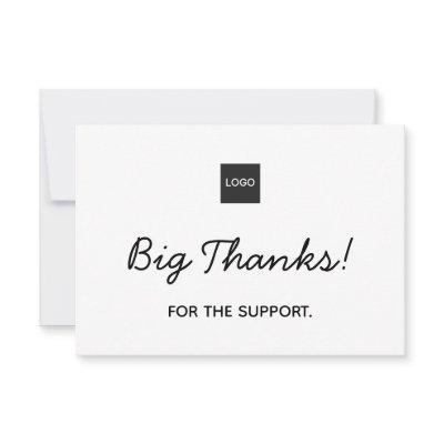 Simple Handwritten Big Thanks w/ Logo Branding Thank You Card