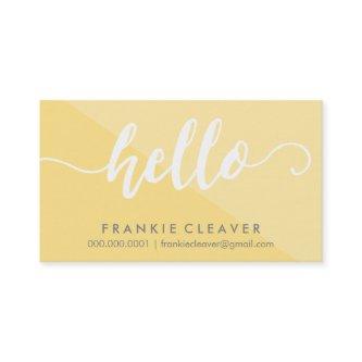 SIMPLE HELLO SCRIPT hand drawn type yellow gray