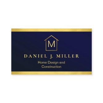Simple Home Logo Monogram Modern Navy Blue
