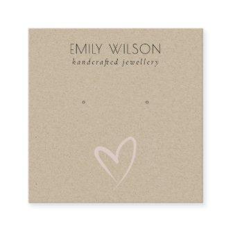 Simple Kraft Blush Heart Stud Earring Display Square