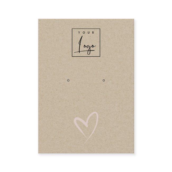 Simple Kraft Blush Heart Stud Earring Logo Display