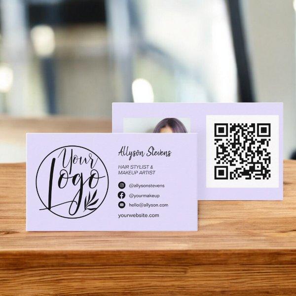 Simple lavender hair makeup photo logo qr code