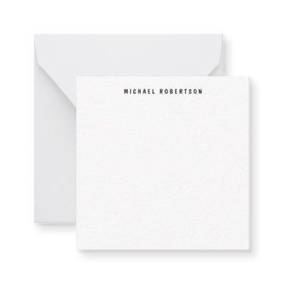 Simple Legible Name Elegant Minimalist Black White Note Card