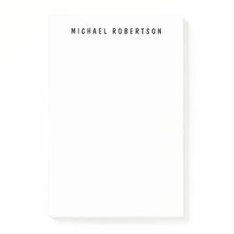 Simple Legible Name Elegant Minimalist Black White Post-it Notes