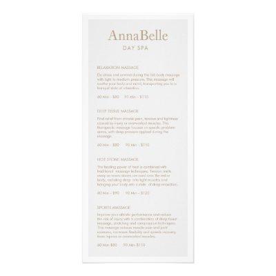 Simple  Light Gray Spa Salon Price List Menu