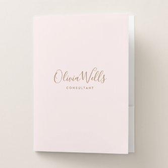 Simple Light Pink Signature Script  Pocket Folder