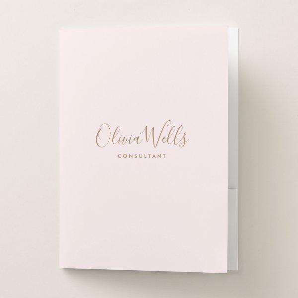 Simple Light Pink Signature Script  Pocket Folder