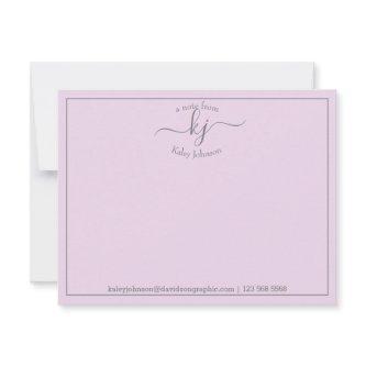 Simple Lilac Script From The Desk Of Note Card