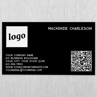 Simple Logo and QR Code Black  Magnet