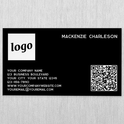 Simple Logo and QR Code Black  Magnet