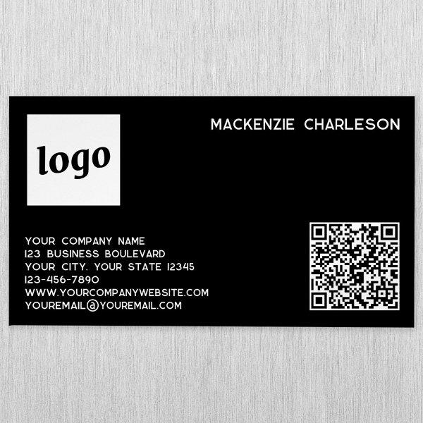 Simple Logo and QR Code Black  Magnet