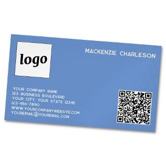Simple Logo and QR Code Blue  Magnet