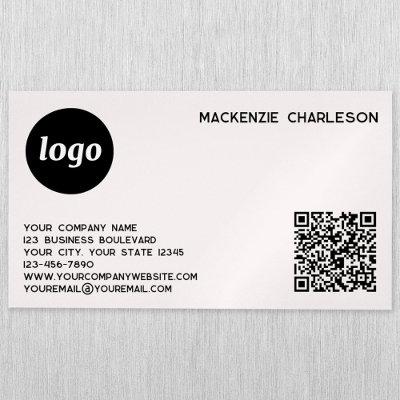 Simple Logo and QR Code Blush Pink  Magnet