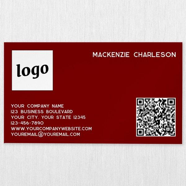 Simple Logo and QR Code Burgundy Red  Magnet