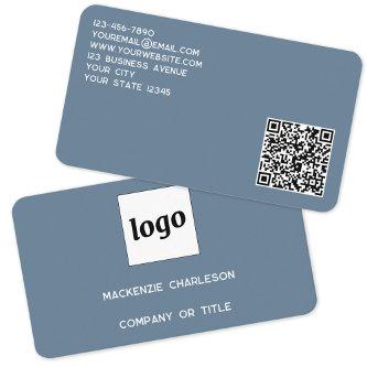 Simple Logo and QR Code Dusty Blue Gray