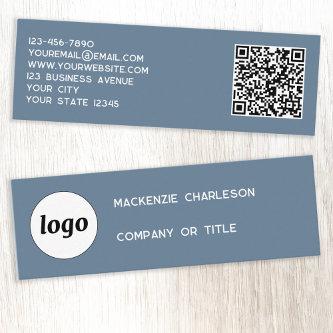 Simple Logo and QR Code Dusty Blue Gray Mini