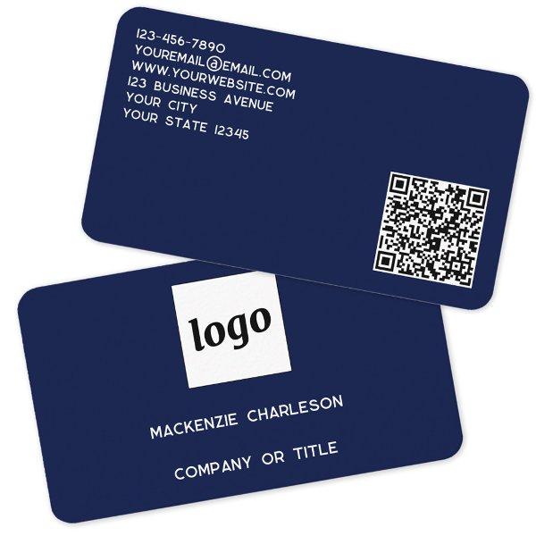 Simple Logo and QR Code Navy Blue
