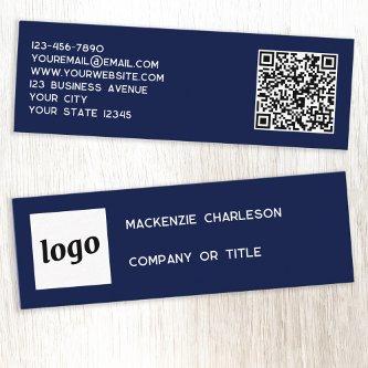 Simple Logo and QR Code Navy Blue Mini
