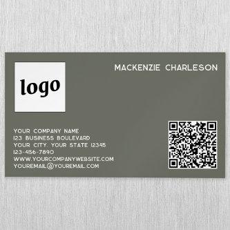 Simple Logo and QR Code Sage Green  Magnet