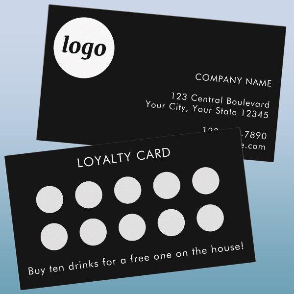 Simple Logo and Text Black Customer Loyalty Card