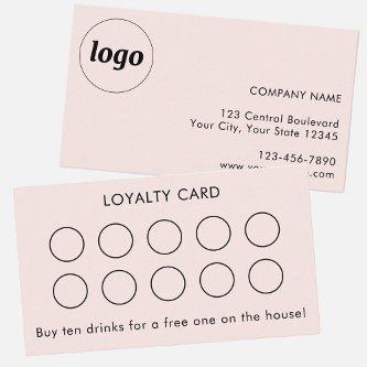 Simple Logo and Text Customer Loyalty Card Pink