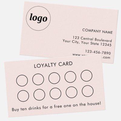 Simple Logo and Text Customer Loyalty Card Pink