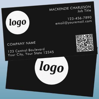 Simple Logo and Text QR Code Black