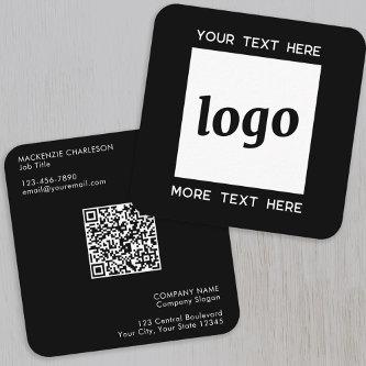 Simple Logo and Text QR Code Black Square