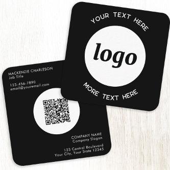 Simple Logo and Text QR Code Black Square