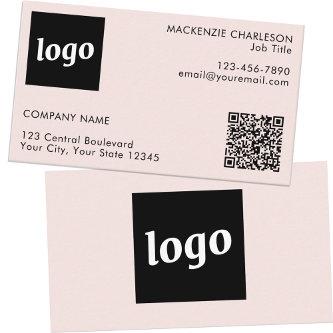 Simple Logo and Text QR Code Blush Pink