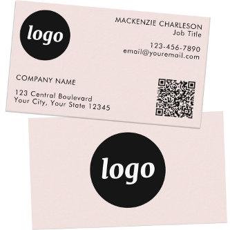 Simple Logo and Text QR Code Blush Pink