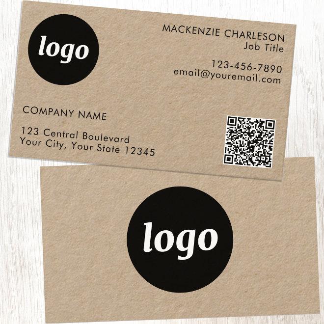 Simple Logo and Text QR Code Kraft