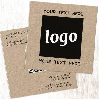Simple Logo and Text QR Code Kraft Square
