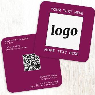 Simple Logo and Text QR Code Magenta Cherry Pink Square