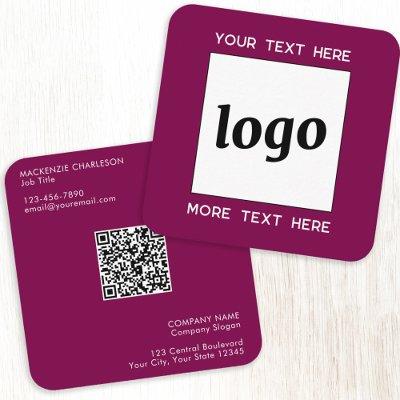 Simple Logo and Text QR Code Magenta Cherry Pink Square