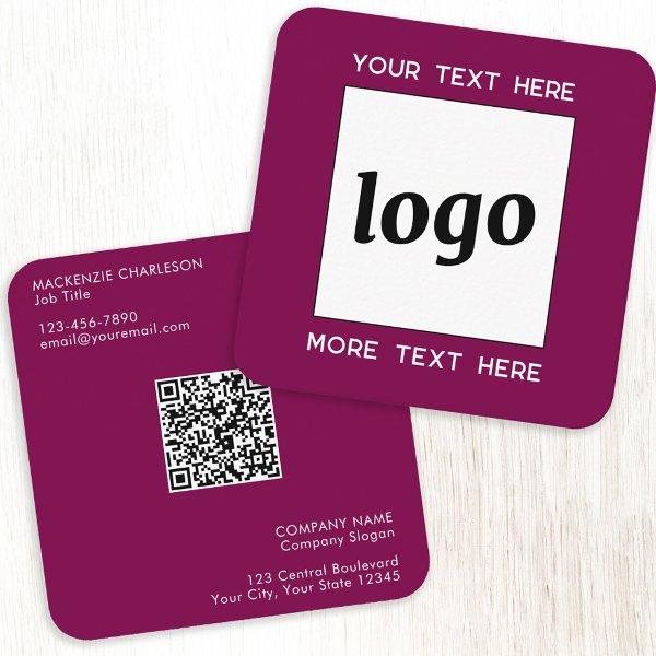 Simple Logo and Text QR Code Magenta Cherry Pink Square