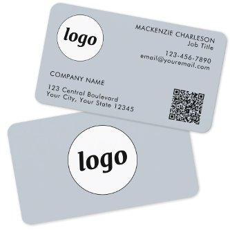 Simple Logo and Text QR Code Powder Blue