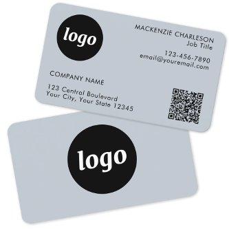 Simple Logo and Text QR Code Powder Blue