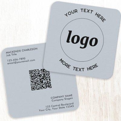 Simple Logo and Text QR Code Powder Blue Square