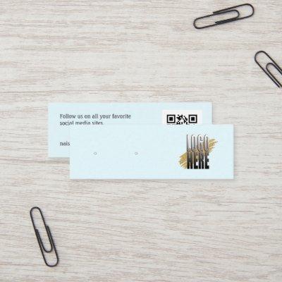 Simple Logo Blue Earring Display with QR Code   Mini