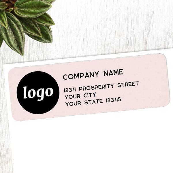 Simple Logo Blush Pink Company Return Address Label