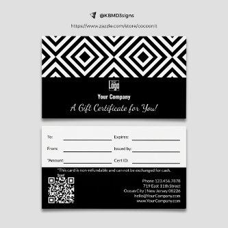 Simple Logo QR Code Promotional Gift Certificate