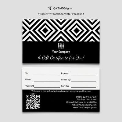 Simple Logo QR Code Promotional Gift Certificate