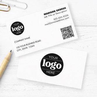 Simple Logo Text and QR code White