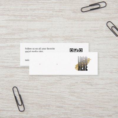 Simple Logo White Earring Display with QR Code Mini