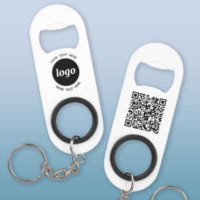 Simple Logo With Text QR Code Business Keychain Bottle Opener