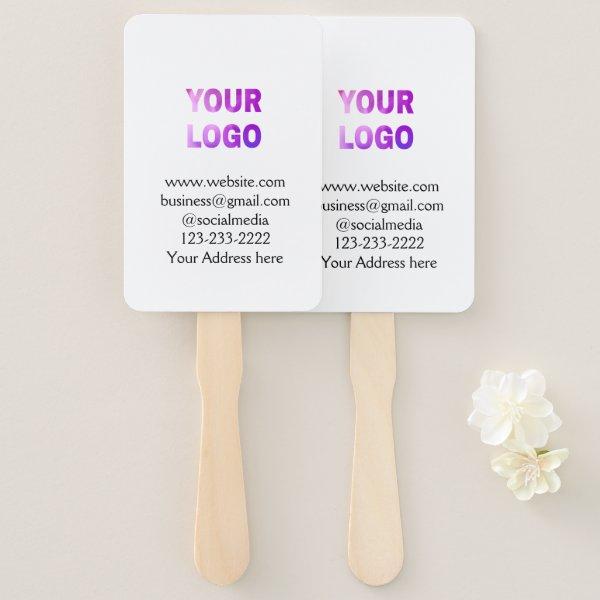 simple minimal add your logo/design here text  pos hand fan